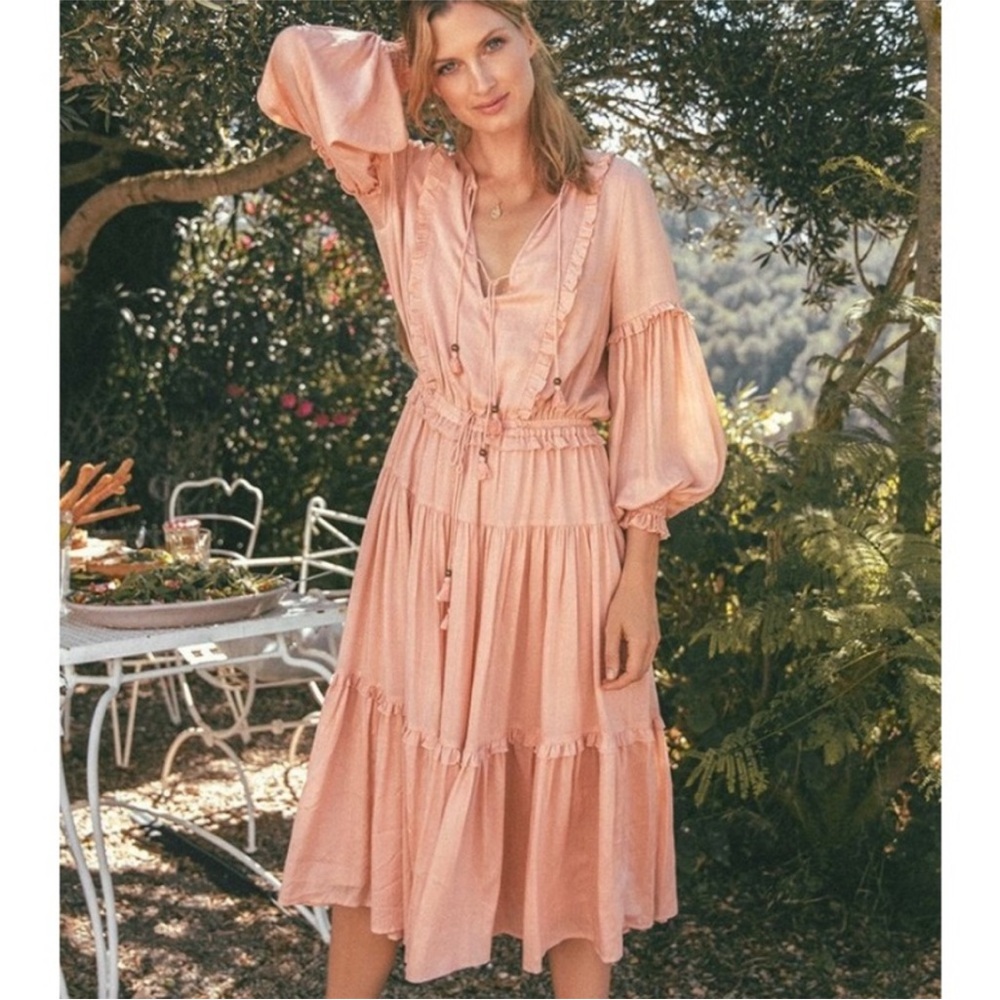 Spell Clementine Soiree Midi Dress in Musk